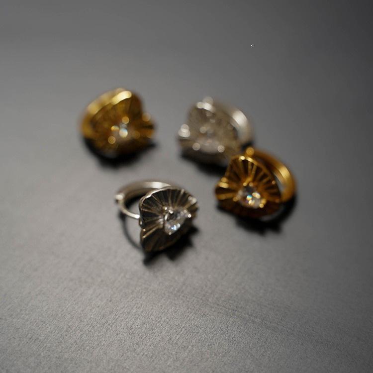 S925 Sterling Silver Heart Zirconia Earrings, 18K Gold-Plated Studs & Clips, Ins Style 18K Gold Pair