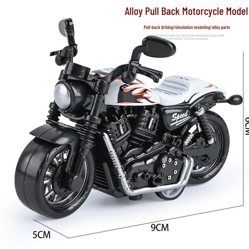 Douyin Kids' Pull-Back Alloy Motorcycle Model - Fire Dragon Toy for Boys