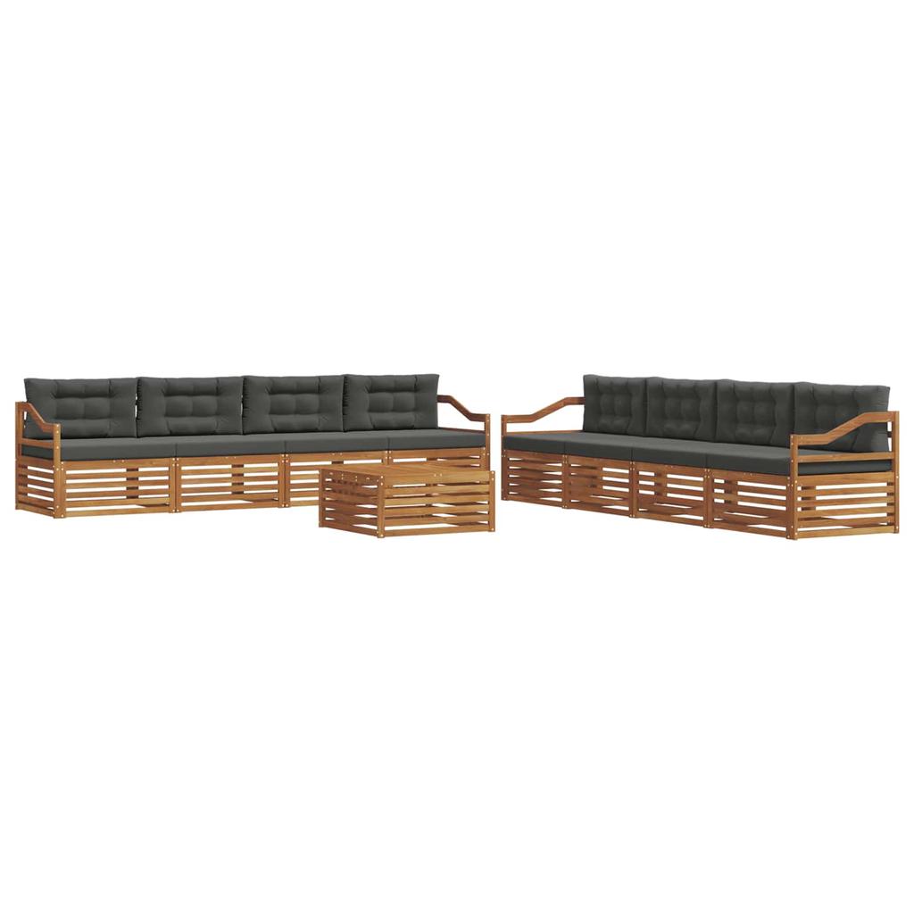 Outdoor Sofa Set with Cushions 9 pcs Natural and Anthracite