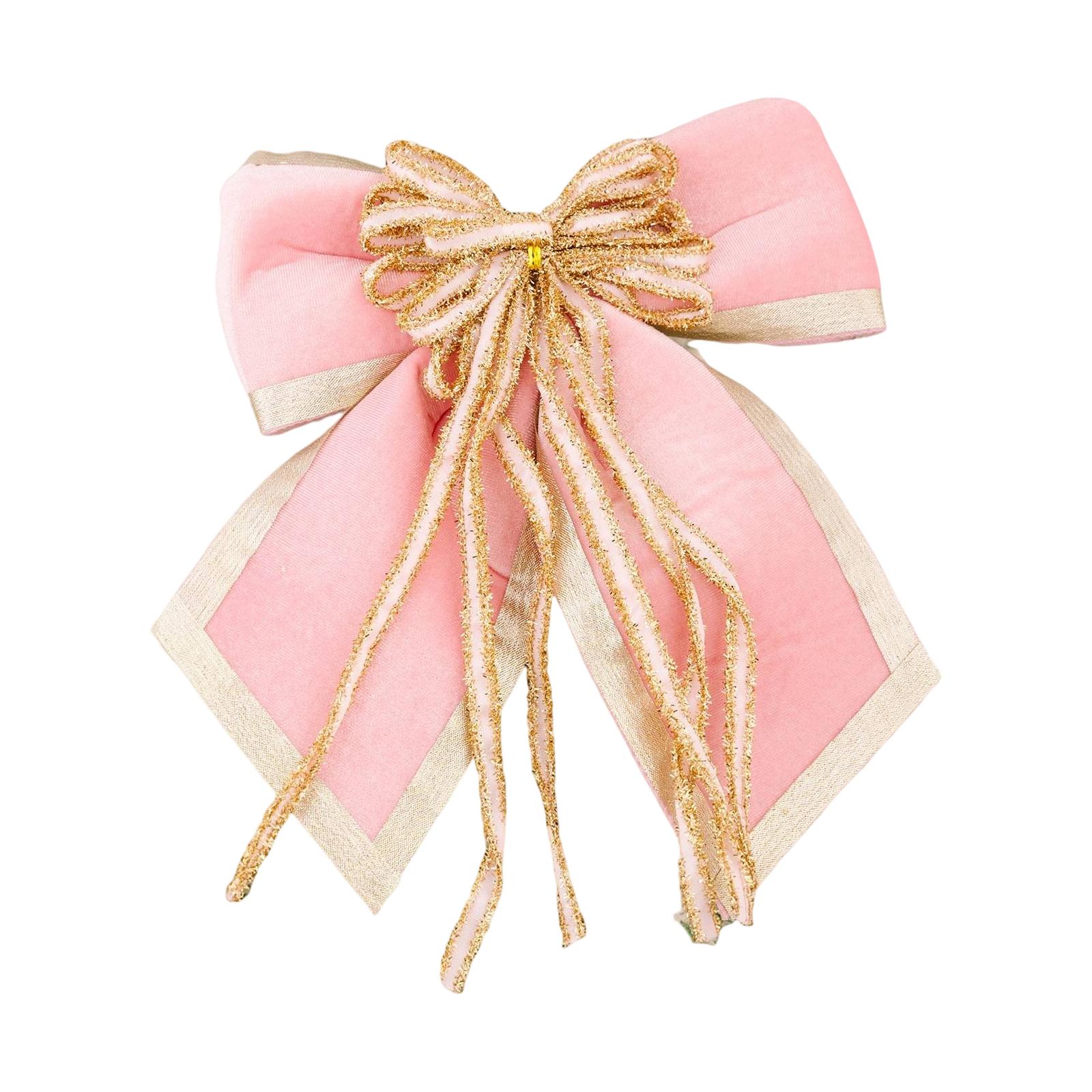 

Christmas Decorations High-end Gold Velvet Bow Christmas Flocking Bow One Size розовый