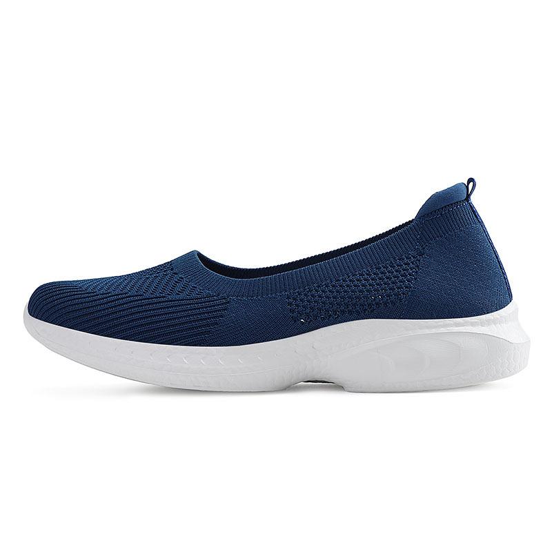 Large size women's shoes spring and summer new shallow mouth women's shoes flying woven shoes medium walking shoes casual shoes women