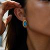 Youthway Retro-Style Women'S Teardrop Stud Earrings Blue Turquoise Stainless Steel Hypoallergenic Jewelry