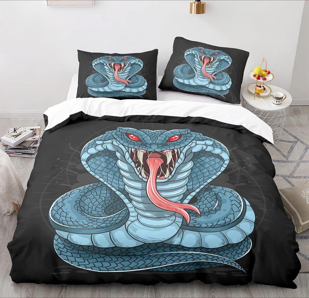 Cartoon SnakeBed Linen,Microfibre Bedding Sets, Children's Bed Linen with Zip Room Decor  Duvet Cover  for Teenagers  Adult