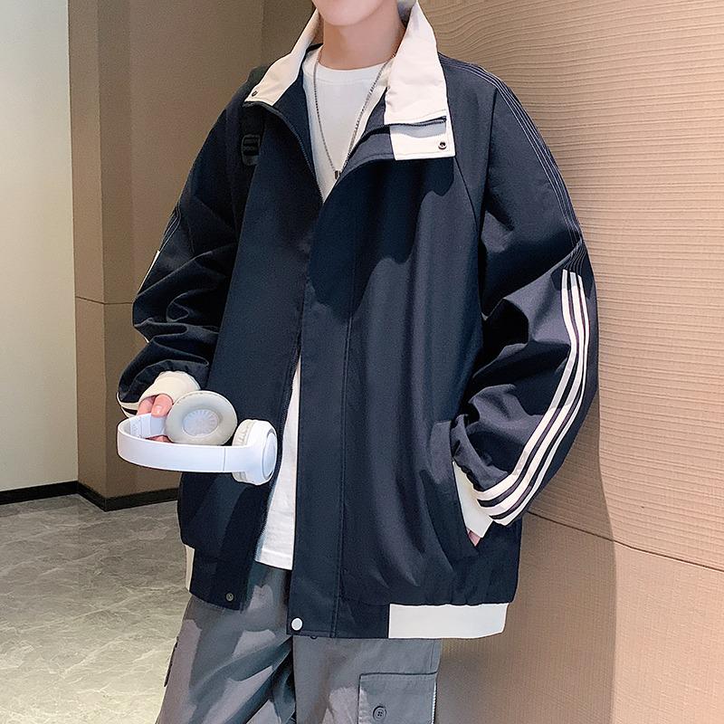 Men's Plus Size Trendy Lapel Baseball Jacket - Spring/Autumn Casual Outerwear.