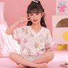 Girls' Summer Cloud Cotton Pajama Set - Short Sleeve V-Neck, Light Two-Piece Homewear