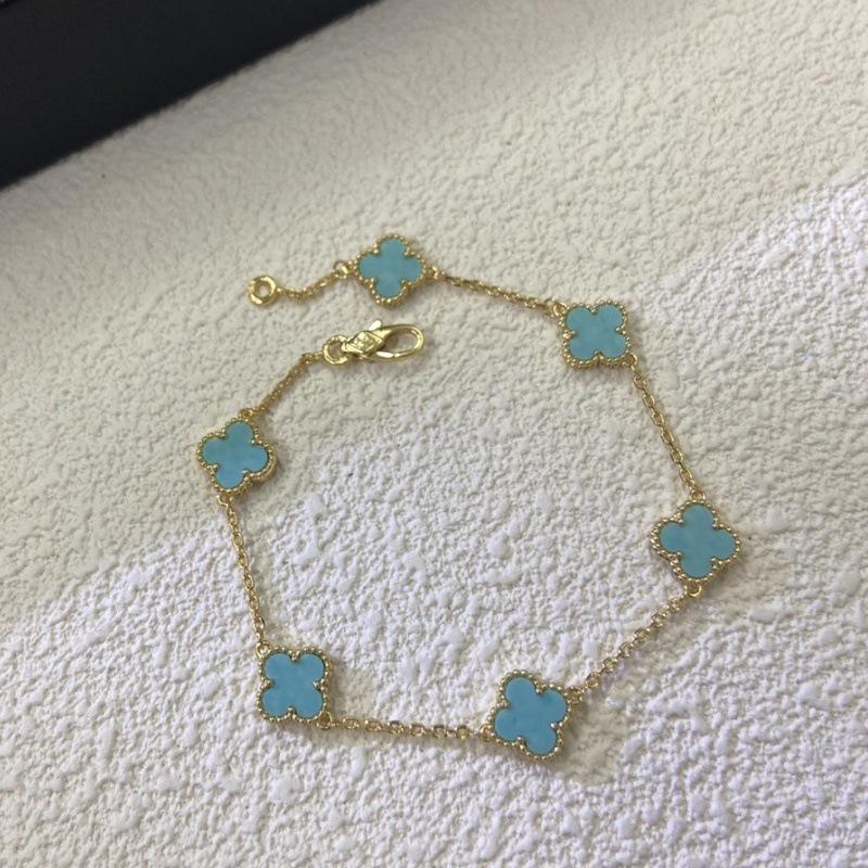 Boutique Vierblättriges Kleeblatt Mini 9mm Sechs Blumen Armband 18k Ins Mode Herren- und Damenarmbänder