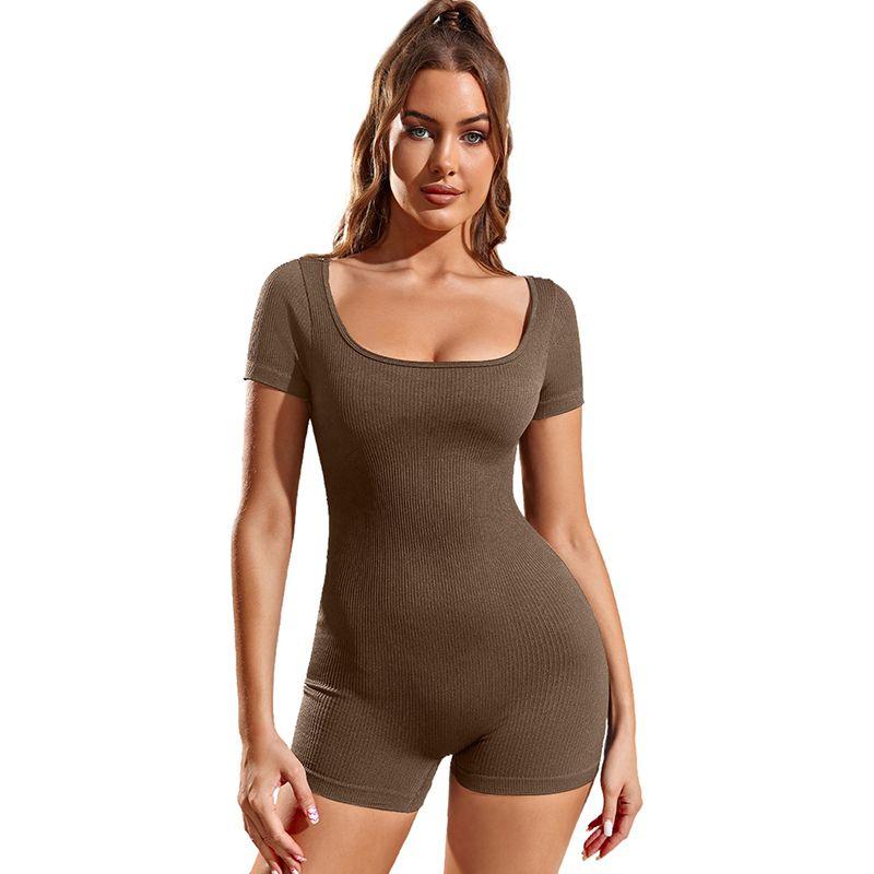 

Special Offer Silm Slim Looking Casual Minimalist High Waist Short Sleeve Brown Size S fit (45.00 kg-55.00 kg