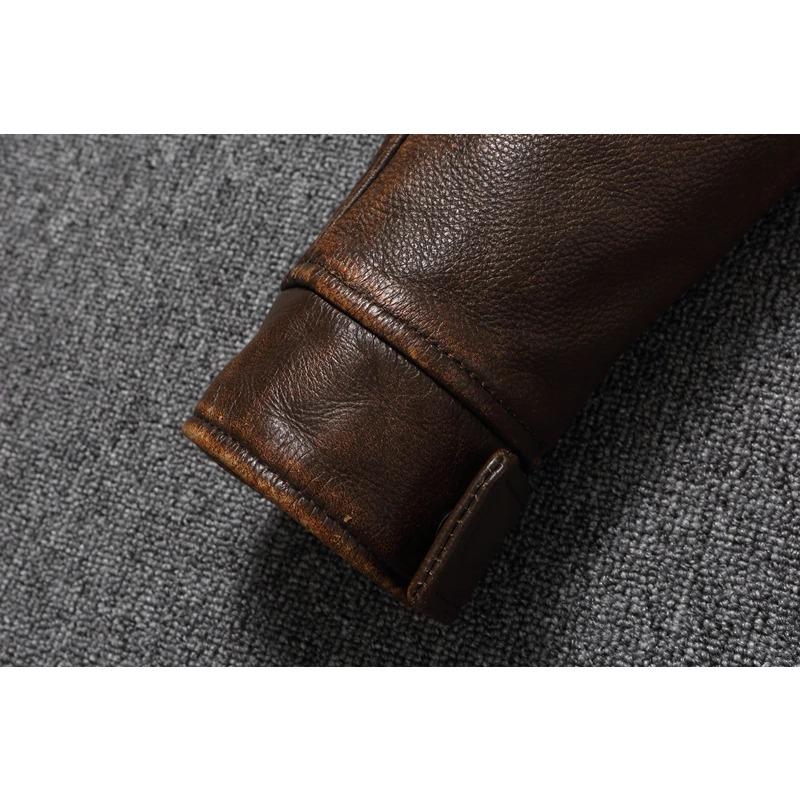 Chinesische Größe Lässige Lederjacke Herren Echtes Rindsleder Retro Vintage Lederjacken Herrenjacken Chaqueta De Cuero Para Hombre Casacos