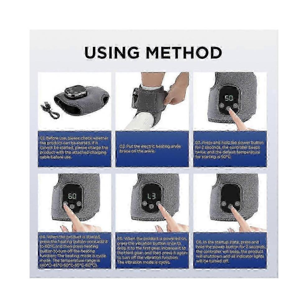 2X Emsense Foot Massager Wireless Portable Triple Method 3 Vibration Mode Heated Ankle Wrap for Home Office Travel