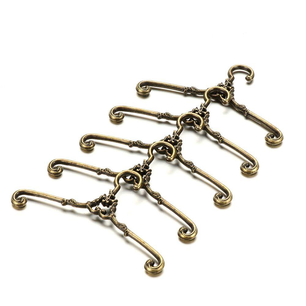 5pcs Gift Toy Alloy 4/6.5cm Hangers Bedroom Decor Dollhouse Furniture Dolls Clothes Accessories
