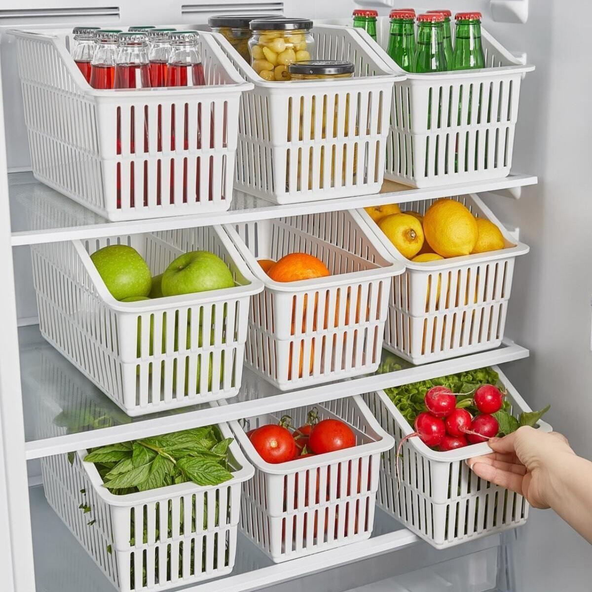 

6 Pieces Refrigerator Cabinet Organizer White 6 Pcs білий