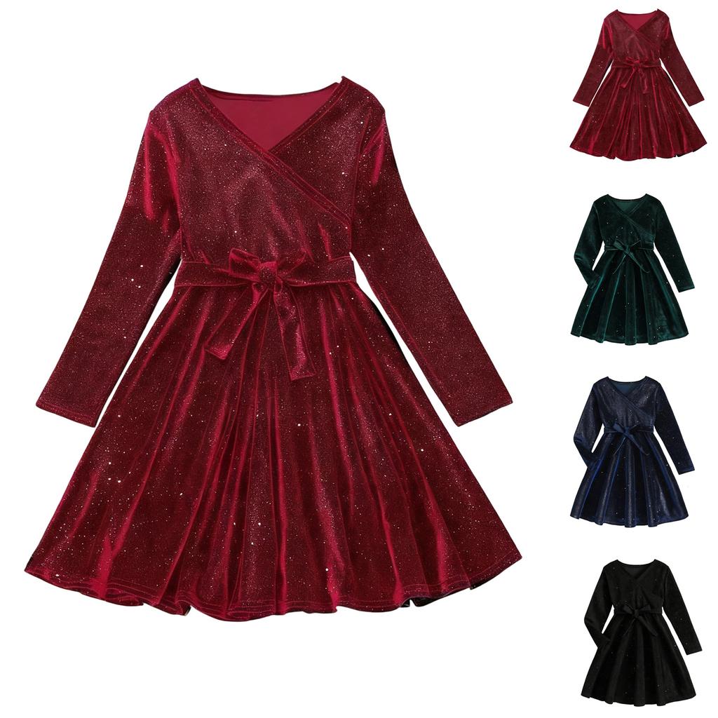 Children's Fashion Ruffled Long Sleeve Sky Mesh Dress