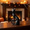 Black Cat Statue Abstract Witch Figurine Resin Statue Gothic Heavy Duty Crafts Ornament Halloween Tabletop Decor for Home Mantel Office Desk Retro