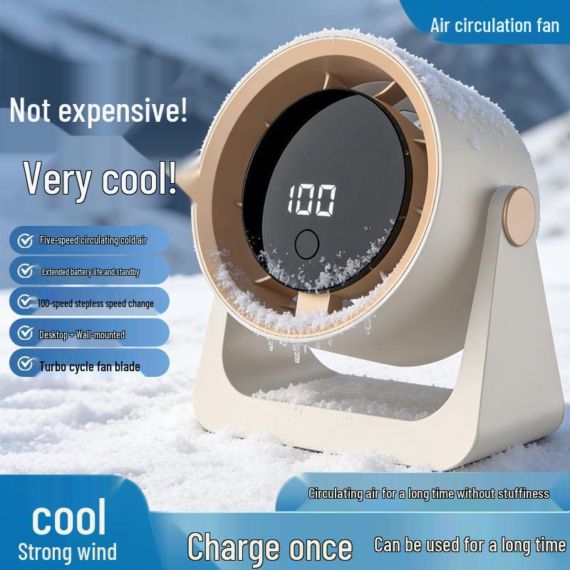 

6-inch Leafless Wall-Mount USB Fan with Smart LED Display & Brushless Motor 6-inch & 5-inch