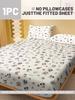 Cartoon 1 Cute Fun Animal Dog Printed Matte Fitted Sheet, Bedroom Printed Bed Cover, Bedding Excluding Pillowcases