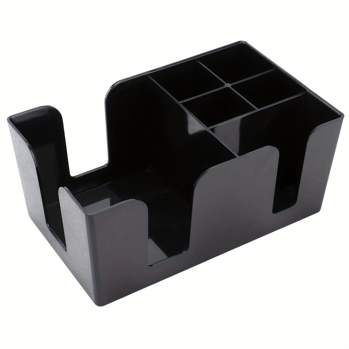 Барный органайзер с 6 отделениями, Пластиковый органайзер для бара, Прочный пополняемый барный органайзер, Подставка для барных принадлежностей, Диспенсер для салфеток чёрный