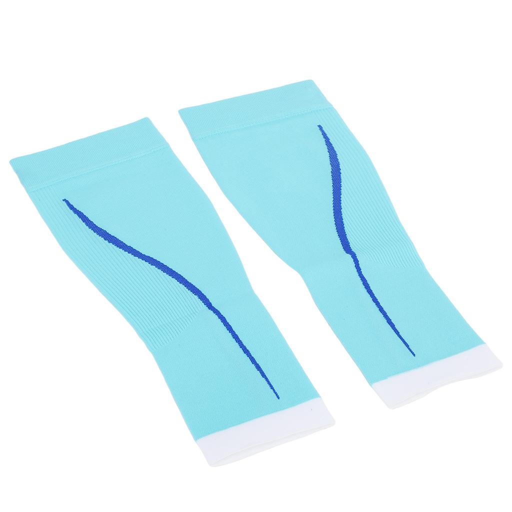 1 Pair Calf Compression Sleeve Breathable Lightweight Light Blue Footless Calf Sports Socks for Running Cycling
