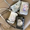Japanese Style Love Transparent Girls Ita Shoulder Bags JK PU Leather Women Small Handbag Belt Badge Display Female Underarm Bag