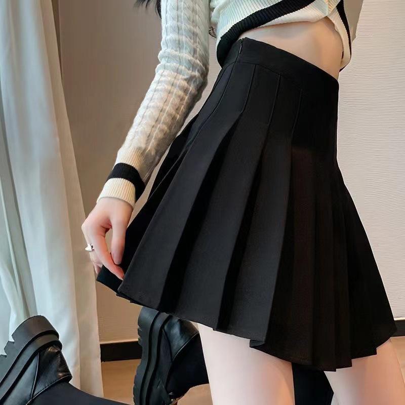 Skládaná sukně ve stylu preppy pro ženy v letní bílé barvě, krátká sukně, japonská sukně s vysokým pasem, slim, velká velikost, áčková sukně