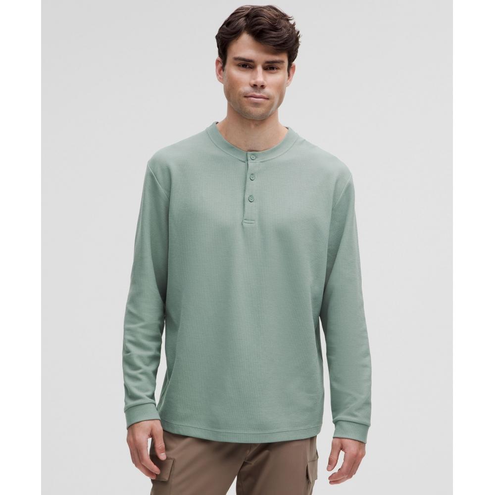 

Lululemon Плотный хлопковый текстурированный Henley Crater Blue XXL