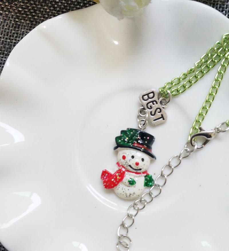 Colorful Cartoon Snowman Necklace - Christmas Resin Charm Ornament for Kids and Friends