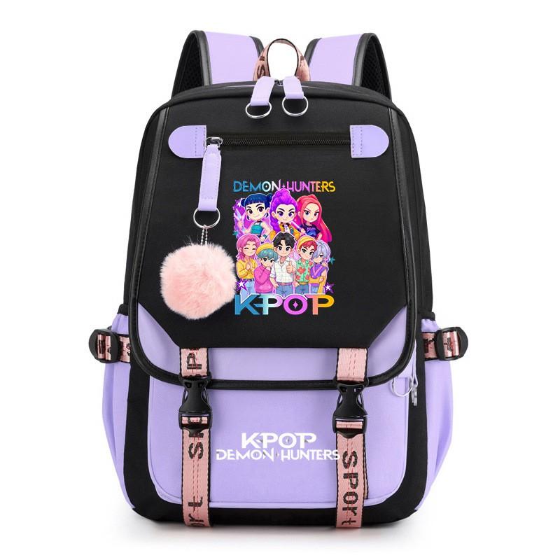 K-pop Inspired Anime Girl Group Backpack Students Teens School Use Lightweight Oxford Fabric With USB Port Padded Straps