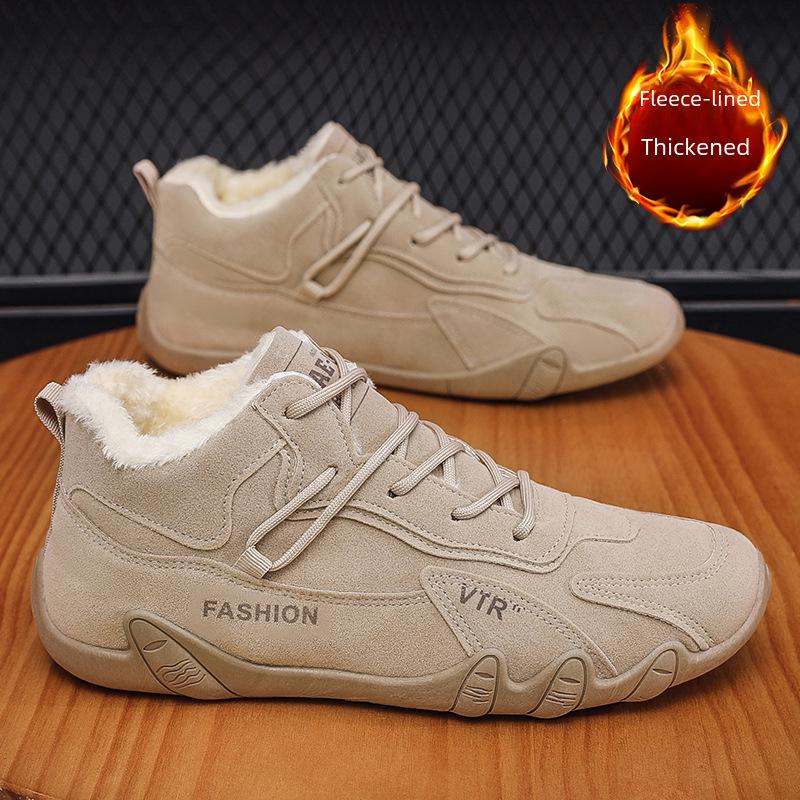 2023 Men's Trendy Winter Plus Velvet Non-Slip Work Shoes - Warm, Thick Cotton for All-Match Construction and Labor Protection