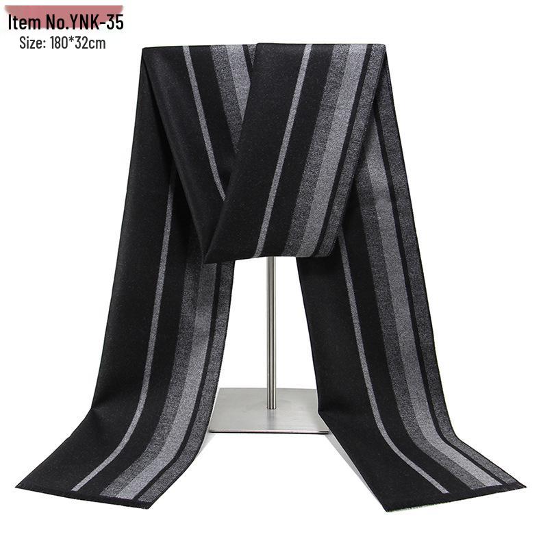 2026 Men's Winter Warm Plaid Scarf - European & American Style, Imitation Cashmere, Long Scarf