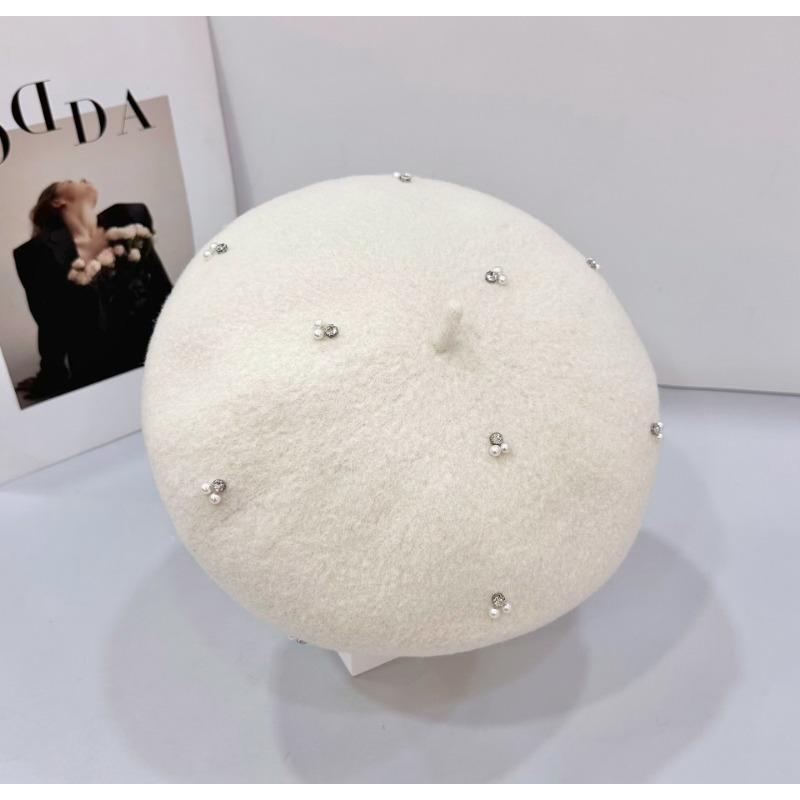 25 early autumn new silver silk rhinestone beret hat wool elegant knitted hat tide