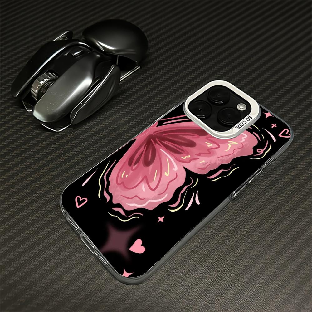 Half Butterfly Pattern Phone Case Suitable for iPhone 17, 16, 15, 14, 13, 12, 11Pro/Max/Plus Anti Shock and Anti Drop Back Cover
