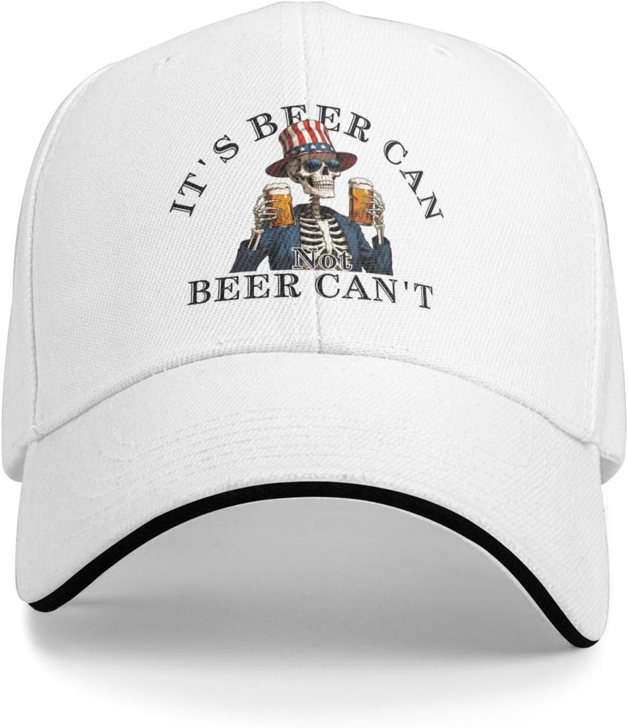 Its Beer Can Not Beer Cant Skeleton Baseball Cap Funny Drinking Unisex Polyester Trucker Hat