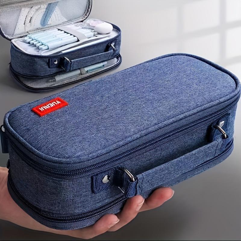 Spacious Canvas Pencil Case with Zipper - Durable Portable Stationery Organizer for School and Office Supplies Pencil Case Pouch