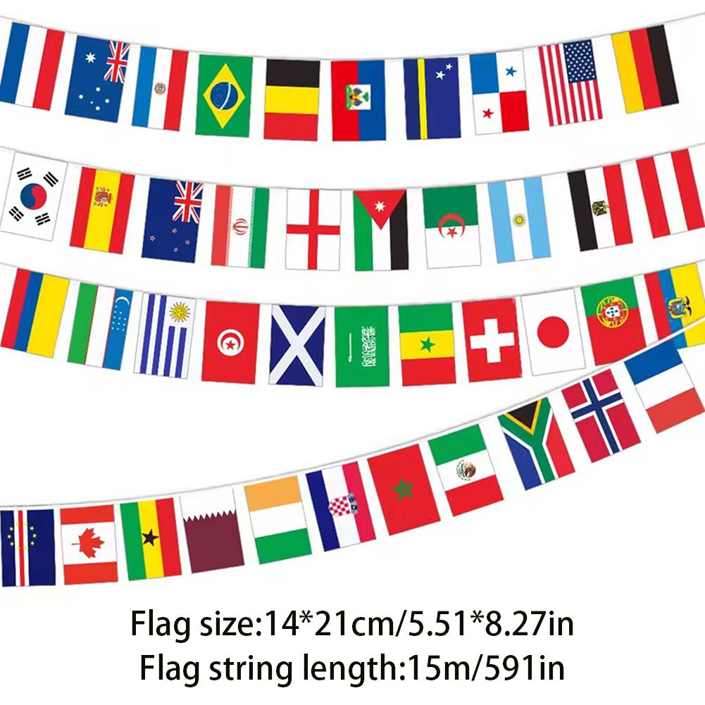 2026 FIFA World Cup Flags Bunting Extra Large 48 Countries Flag Banner for Bar Party Fans Sports Club Home Wall Decor