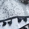 Flower Gray Printing Black Tassel American Style Small Window Kitchen Curtain Cotton Linen Home Decoration Semi-shading Drapes