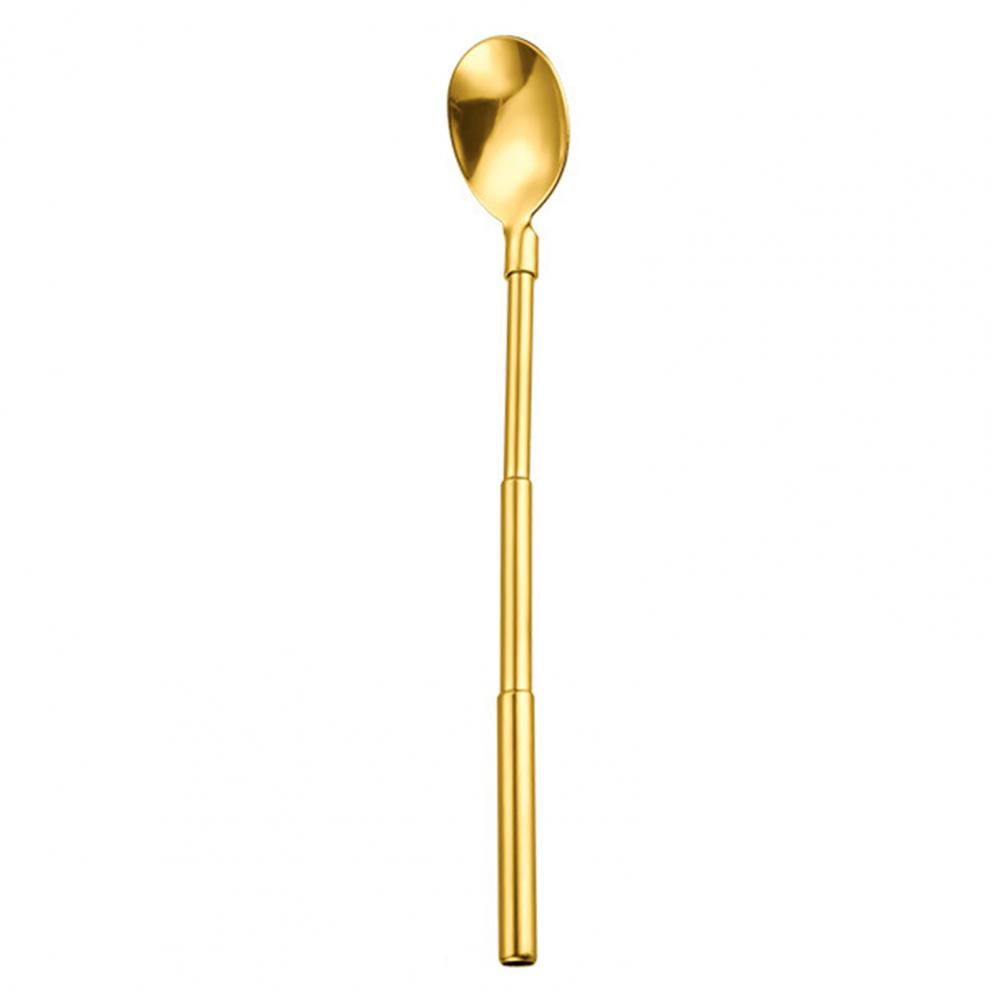Durable Stainless Steel Straw Stainless Steel Utensil Telescopic Stainless Steel Straw Spoon Tableware Kitchen Supplies