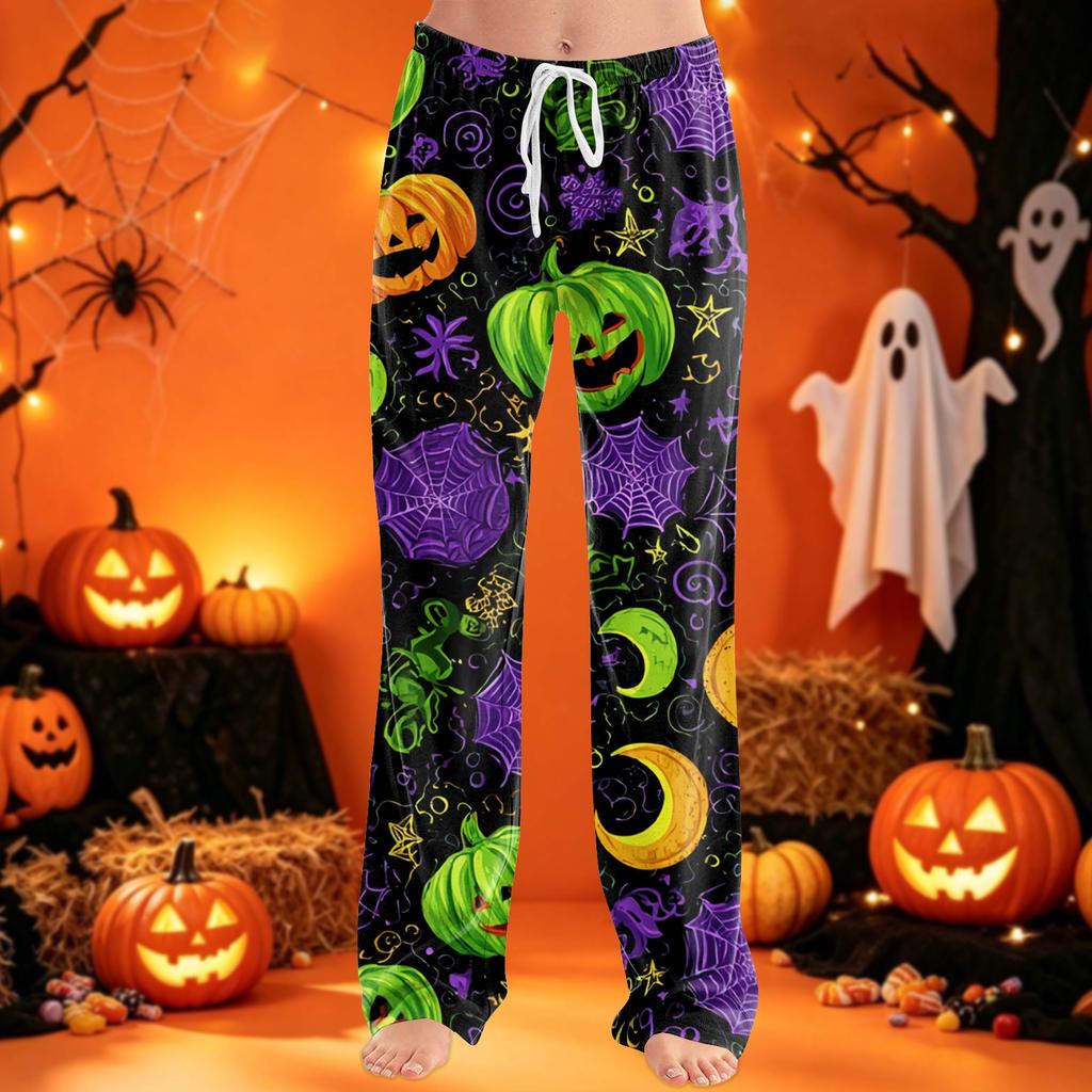 Women's Pajama Pants with Drawstring Halloween Print Relaxed Fit for Casual