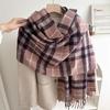 New Winter Retro Plaid Scarf for Girls Versatile Thickened and Warm Long Shawl Dual Purpose Double-sided Couple Scarf