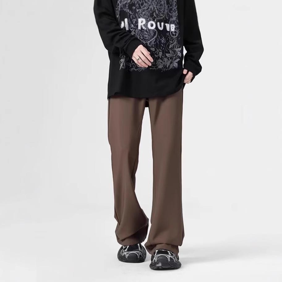 American retro suit micro-flared pants boys loose straight wide-leg floor-mopping pants high-end casual drape trousers