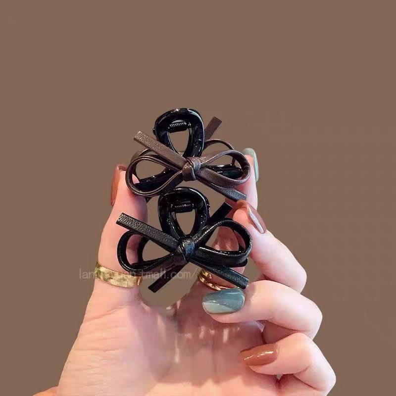 2pcs Vintage Leather Bow Small Hair Claw For Women Girl Sweet Hair Ornament Claw Clip Hair Clip Hairpin Hair Accessories