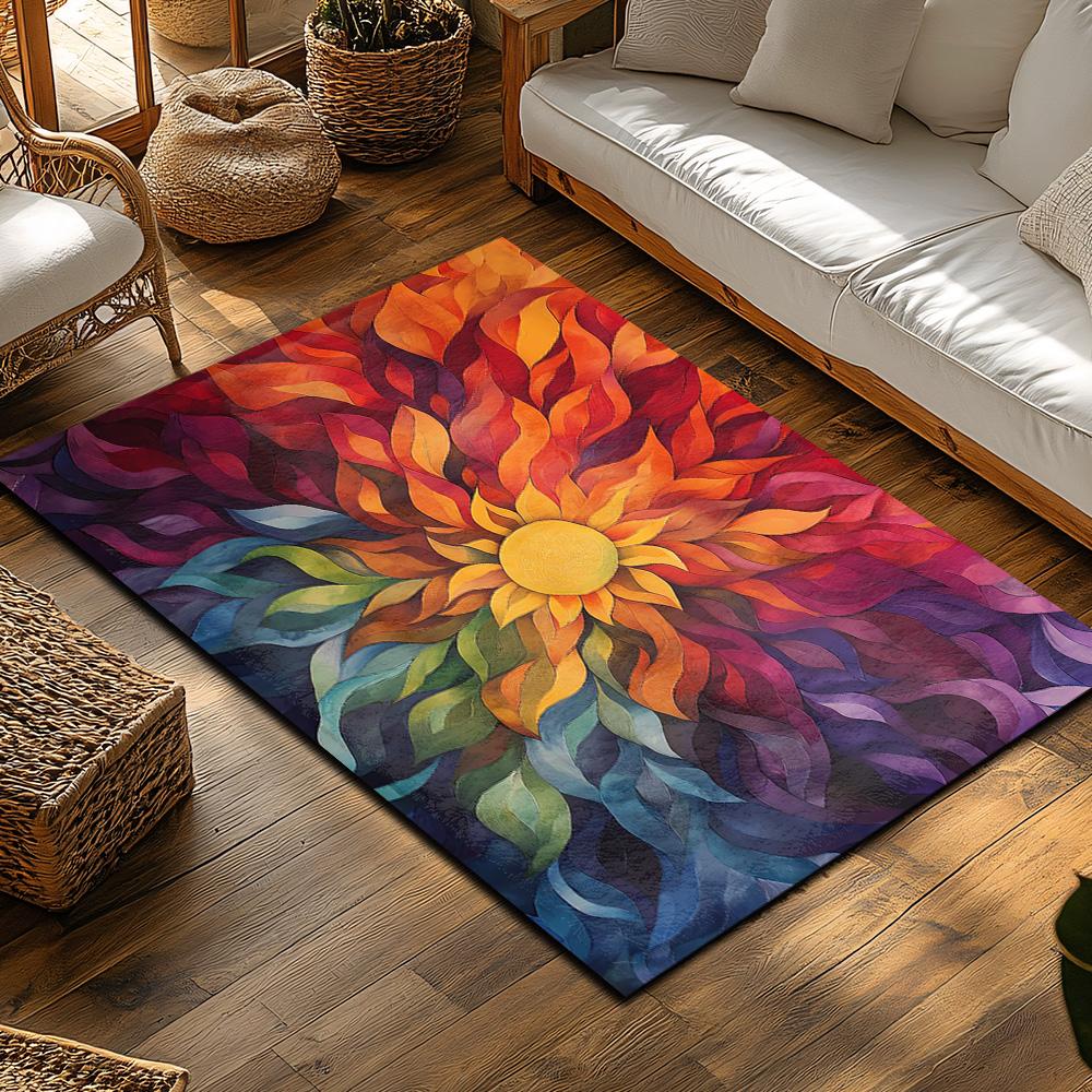 Boho Area Rug Abstract Modern Carpet Living Room Floor Mat Non Slip Home Decor Indoor Outdoor Accent Rug Washable Soft Plush Rug