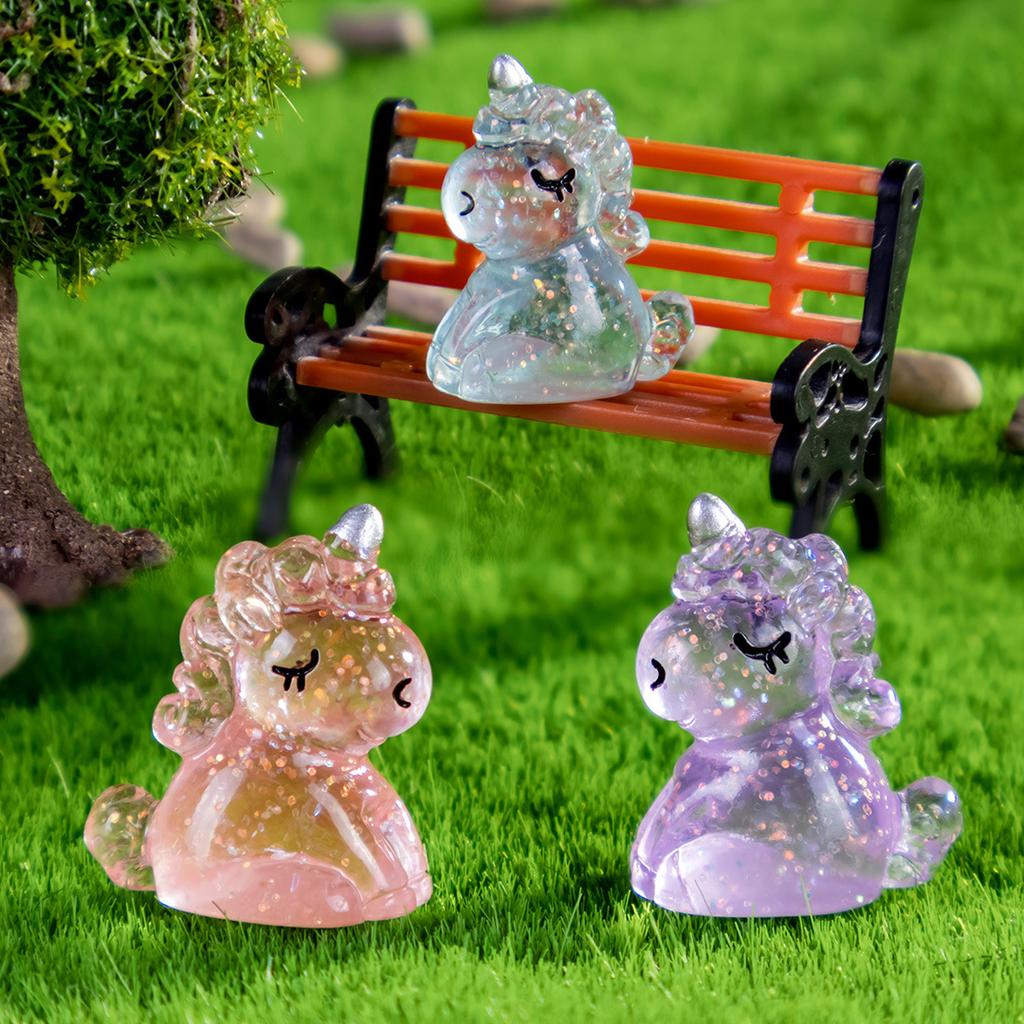 10 / 20pcs Cute Mini Resin Unicorn Figurines Miniature Glitter Unicorn Tiny Animals Figures Ornament Ideal for DO-IT-YOURSELF Fairy Garden
