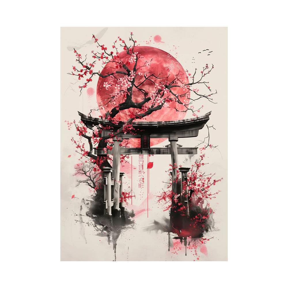 Japanese Landscape Samurai Geisha Bonsai Torii Gate Sakura Art Poster Canvas Painting Wall Prints Picture for Room Home Decor