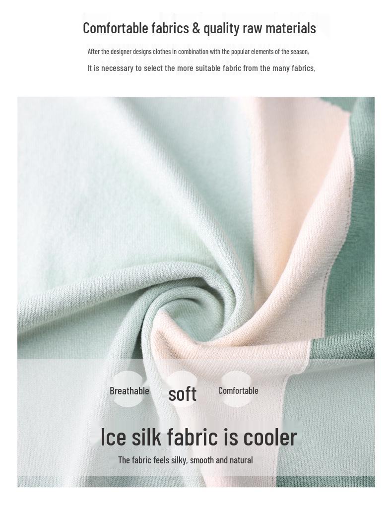 Young Mother's Stylish Ice Silk Knit Short Sleeve T-Shirt