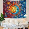 Sun and Moon Tapestry Boho Hippie Orange Red Blue Floral Tapestry for Bedroom Aesthetic Abstract Plant Flowers Small Tapestries