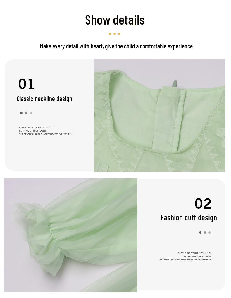 Girls' 2025 Spring/Autumn Long Sleeve Tulle Princess Dress - Perfect Birthday Gift for Middle Childhood