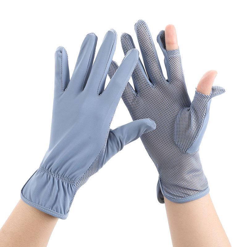 

Солнцезащитные перчатки для летнего вождения для женщин, для езды на трамвае, анти-ультрафиолетовые, с сенсорным экраном, спортивные, быстросохнущие, из ледяного шелка One size