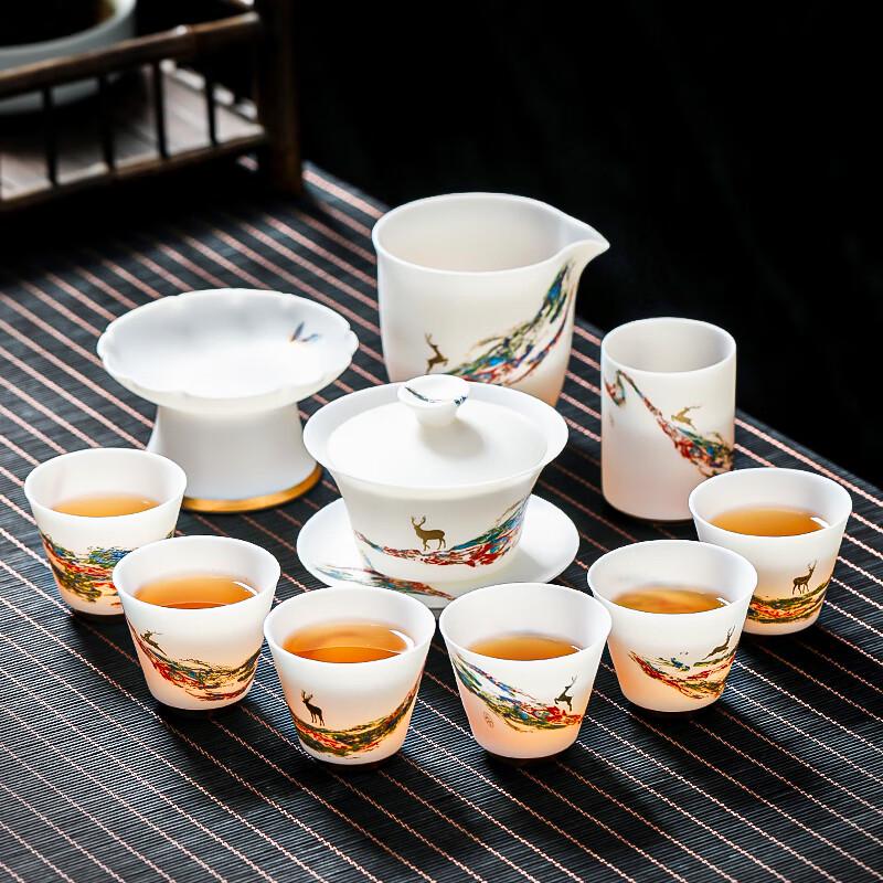 MULTIPOTENT Mutton-Fat Jade Kung Fu Tea Set, 10-Piece