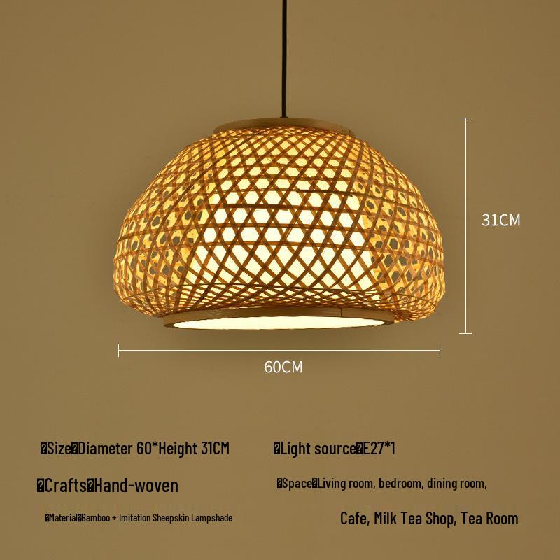 Zen Bamboo Pendant Lamp: Rattan Woven Japanese Tea Room Light