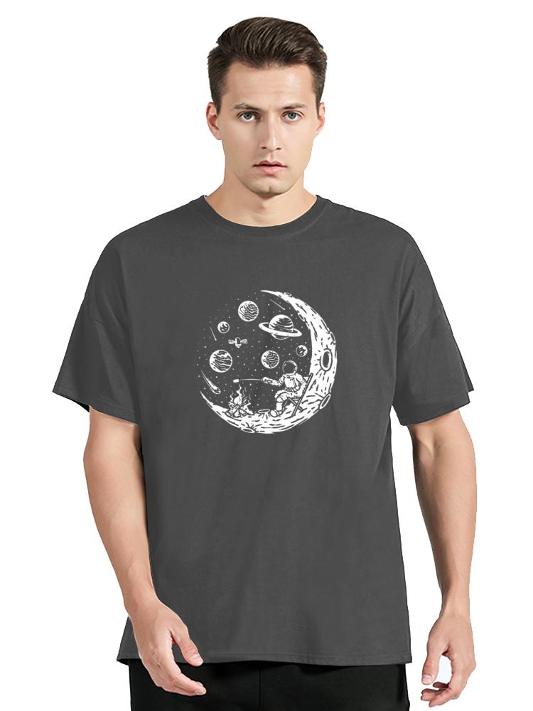 Summer T-shirt High Quality Cotton Funny Astronaut Moon Barbecue Casual T Shirt Fitness Unisex Tops Tees Clothing