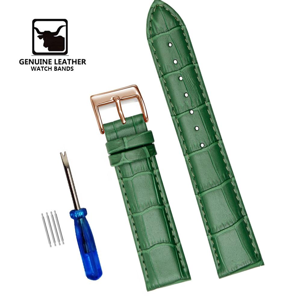 Cowhide Genuine Leather Watch Strap 12/14/16/18/20/22/24 mm Watch Pin buckle Band Soft Wrist Watchband Bracelet + Tool